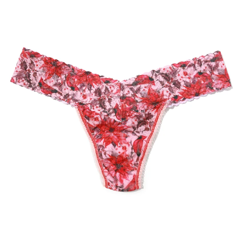 Signature Lace Low Rise Thong | Poinsettia Floral Lace Dress