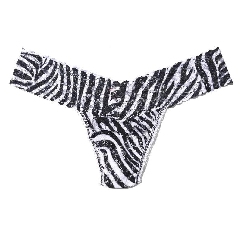 Signature Lace Low Rise Thong | A To Zebra Elegant Lace Design