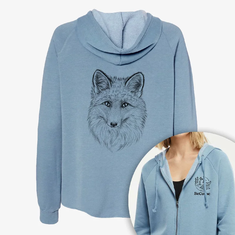 Red Fox - Vulpes vulpes - Women's Cali Wave Zip-Up Sweatshirt Soft Sweatshirts with Logo