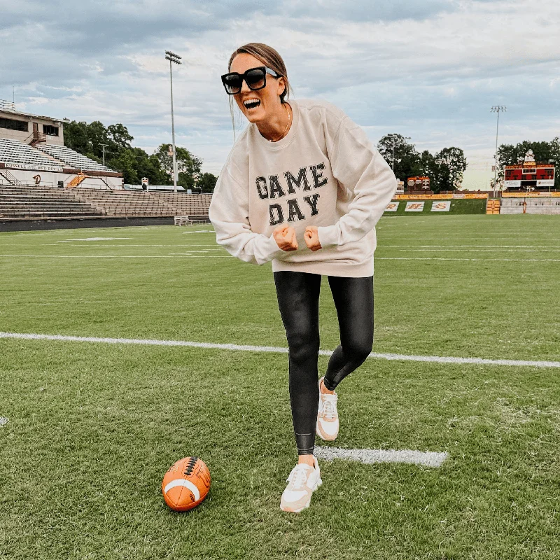 Game Day - Ivory Sweatshirt Hoodie with Drawstrings