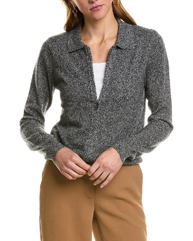 Kier + J Zip Cashmere Bomber Sweater Women's military-style jackets