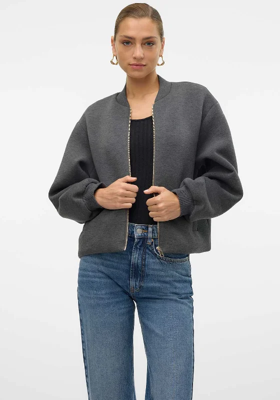 Vero Moda Karen Short Bomber Jacket, Grey Women's wool jackets