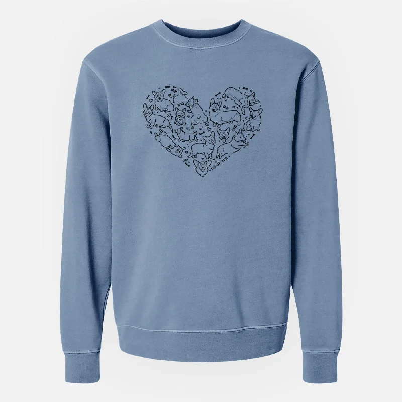 Heart Full of Corgis - Unisex Pigment Dyed Crew Sweatshirt Warm Sweatshirt Designs