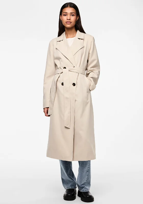 Pieces Scarlett Belted Trench Coat, Beige Women's thermal jackets