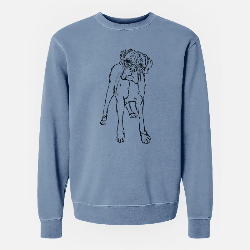 Doodled Georgie the Boxer - Unisex Pigment Dyed Crew Sweatshirt Zip-up Sweatshirt Look