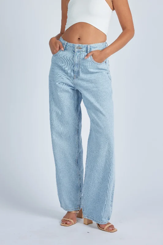 Donna Baggy Jeans - Stream Light Worn