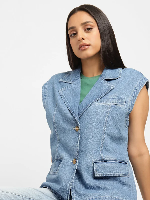 Levi's x Deepika Padukone Solid Notched Lapel Denim Jacket Women's Levi’s jackets