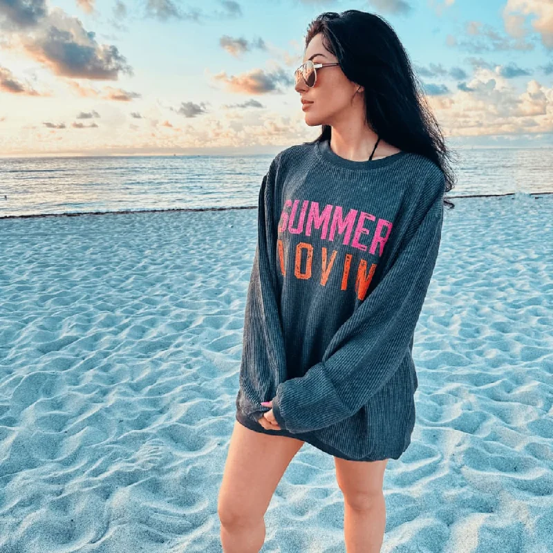 Summer Lovin Corded Crew Simple Hoodies for Women