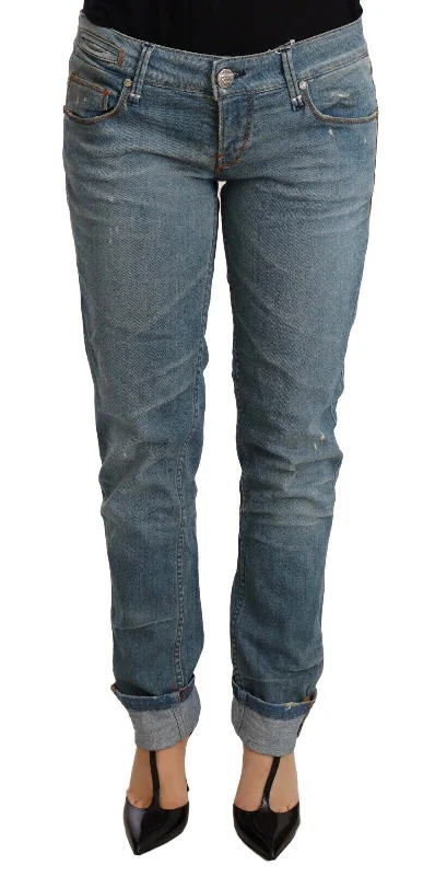 Chic Washed Cotton Denim With Folded Hem