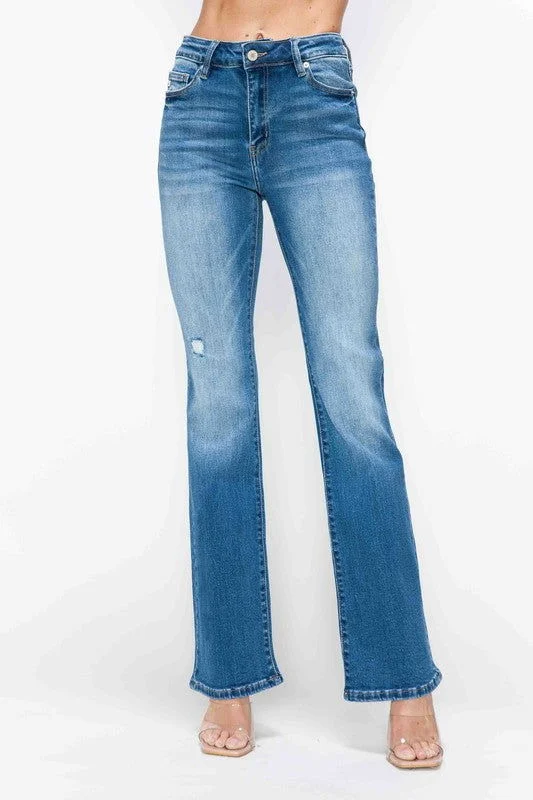 bytos Full Size Distressed High Rise Jeans with Pockets