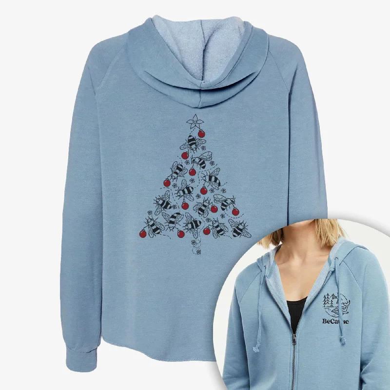 Christmas Tree of Bees - Women's Cali Wave Zip-Up Sweatshirt Cotton Hoodie Sweatshirt