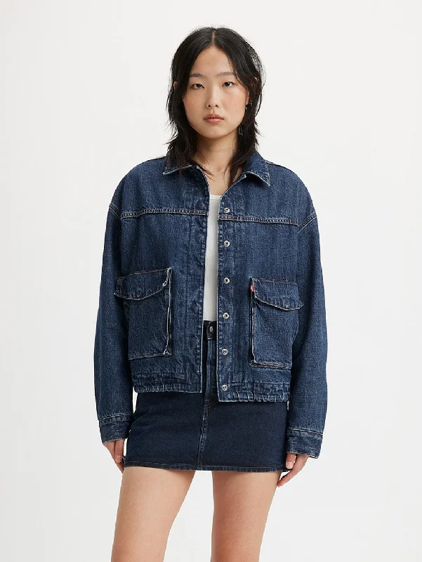 Women's Solid Spread Collar Denim Jacket Women's boho jackets