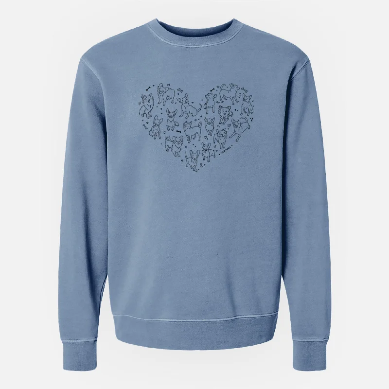 Heart Full of Chihuahuas - Unisex Pigment Dyed Crew Sweatshirt Hoodies & Sweatshirts Fashion