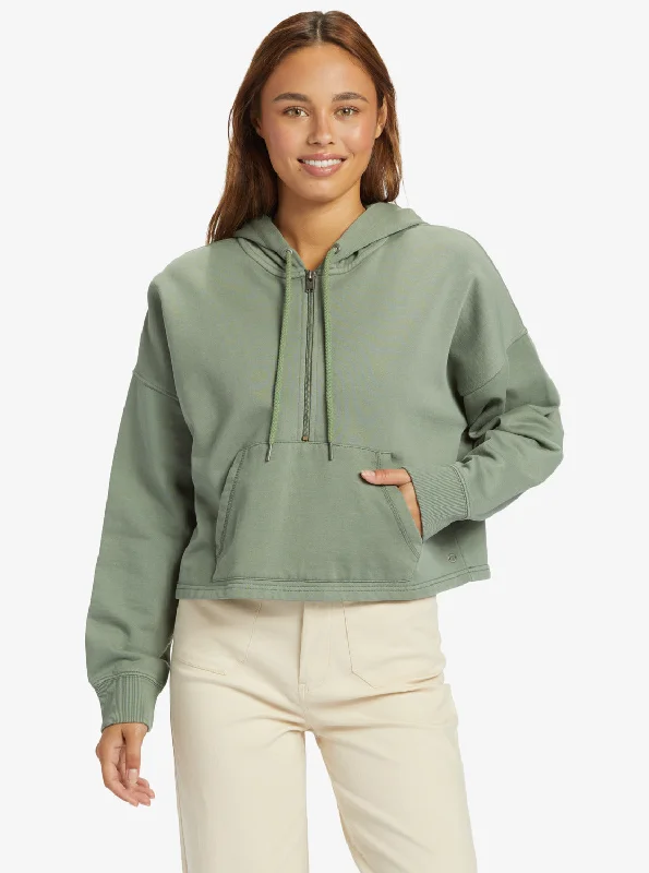 Drakes Cove Half-Zip Hoodie - Agave Green Chic Hoodie Sweatshirt