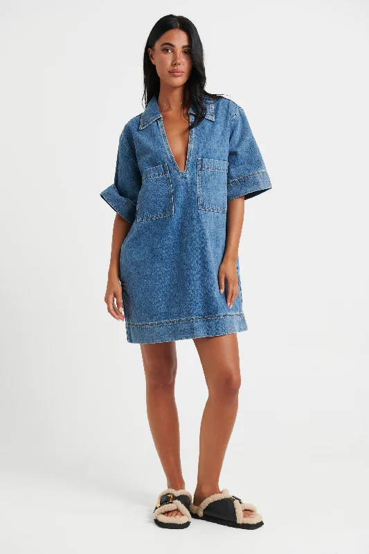 Rhythm Mini Denim Dress Indigo