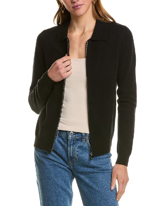 Kier + J Zip Cashmere Bomber Sweater Women's oversized jackets