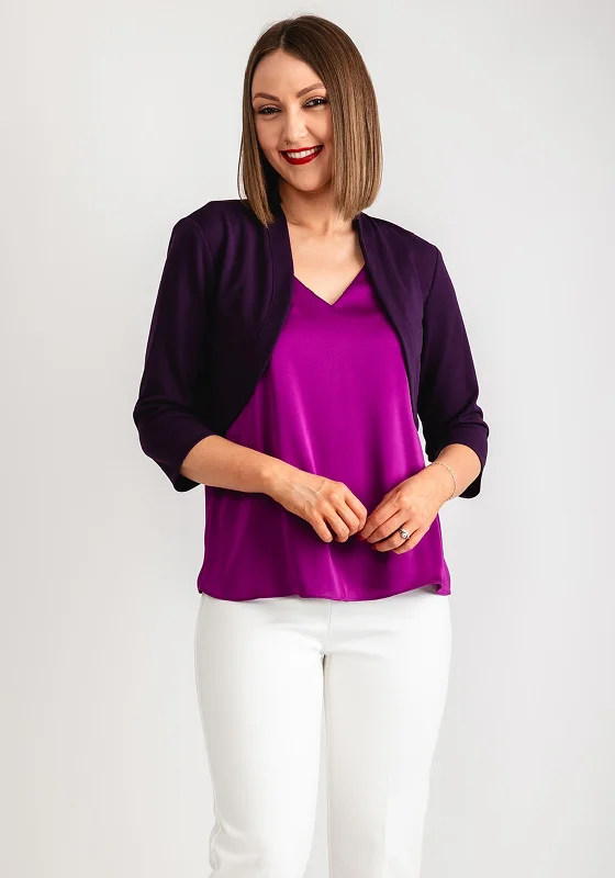 Joseph Ribkoff Jersey Bolero Jacket, Deep Purple Women's stylish jackets