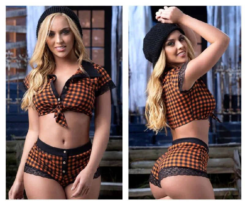 Mapale 7406 Two Piece Pajama Set. Top and Shorts Color Black-Orange Pajama sets under $50