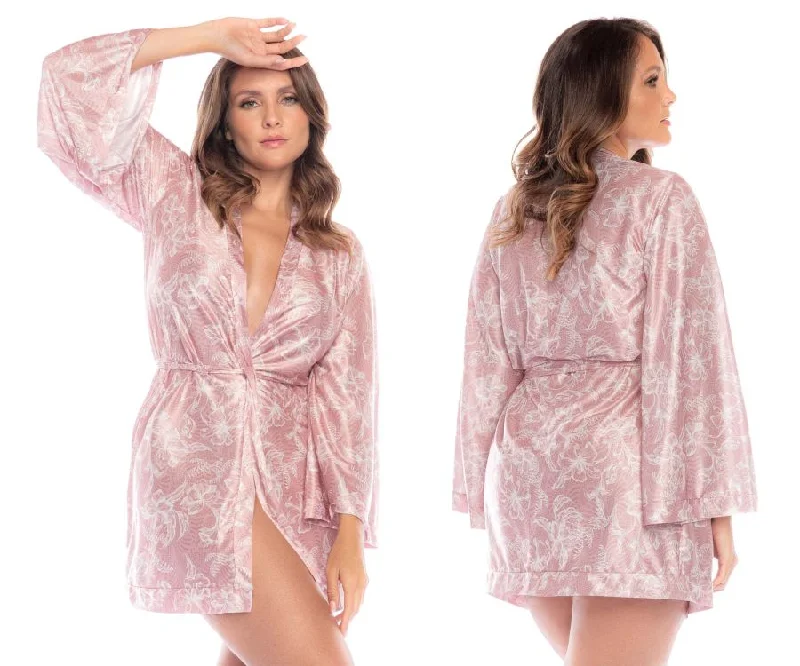 Mapale 7577X Robe Color Rose Print Travel pajama sets