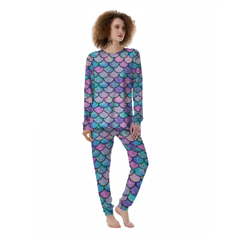 Mermaid Scales Pink And Teal Print Pattern Women's Pajamas Victoria’s Secret pajama sets