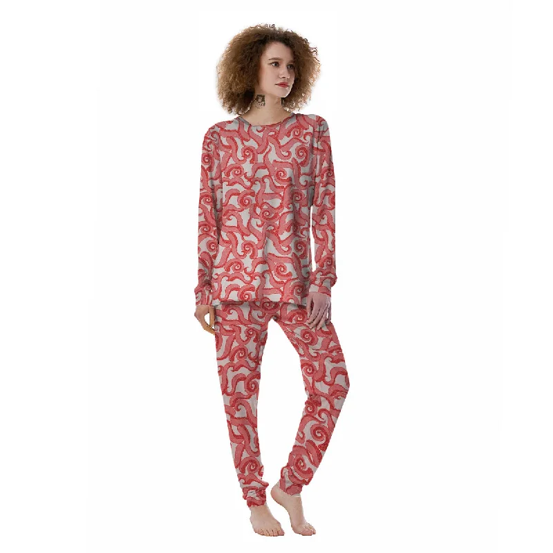 Octopus Tentacles Pink Print Pattern Women's Pajamas Best-value pajama sets