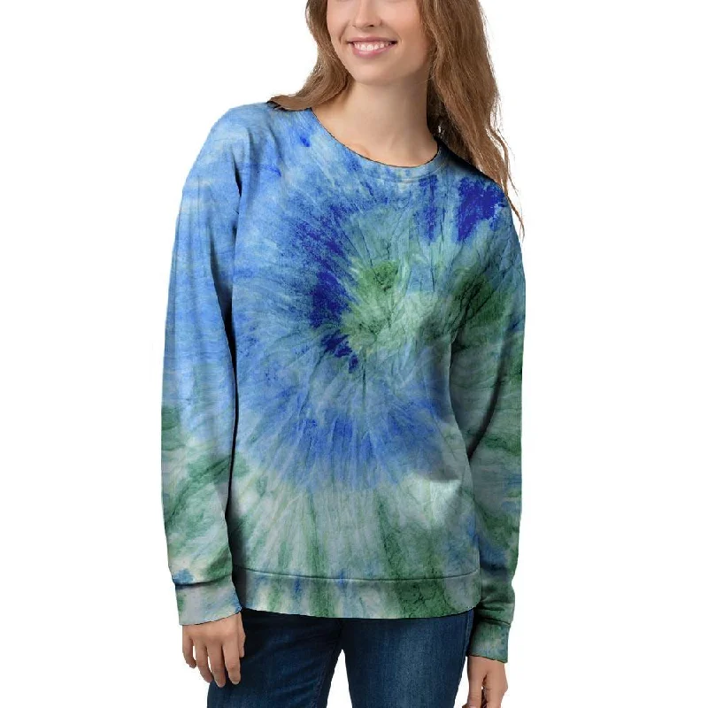 Green And Blue Tie Dye Women's Sweatshirt Cardigan sweaters