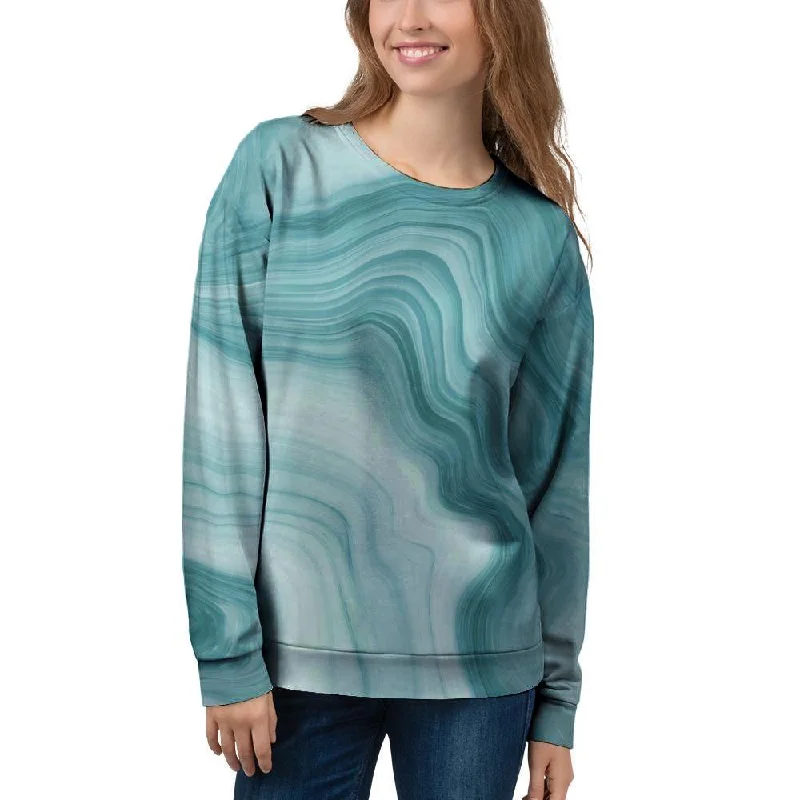 Green Ink Marble Women's Sweatshirt Designer sweaters