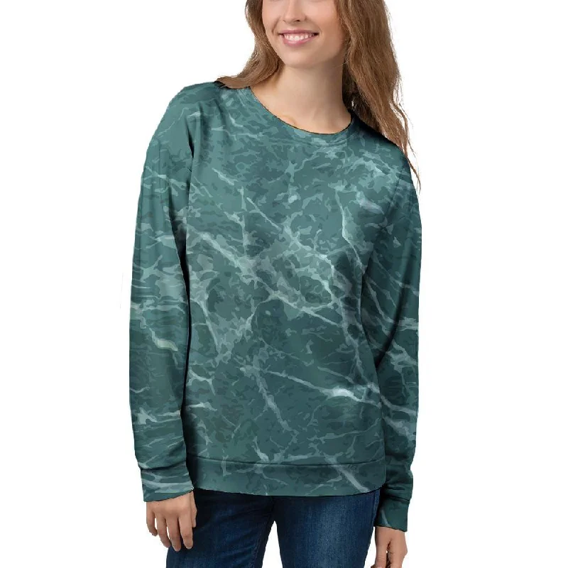 Green Malachite Marble Women's Sweatshirt Holiday sweaters