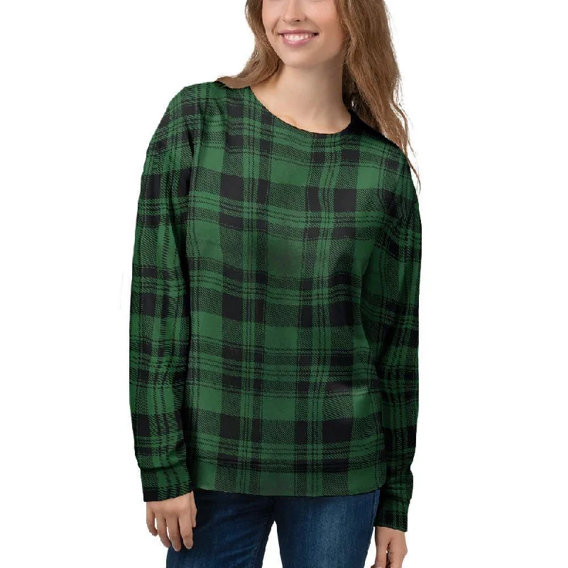 Green Plaid Tartan Sottish Women's Sweatshirt Elegant sweaters