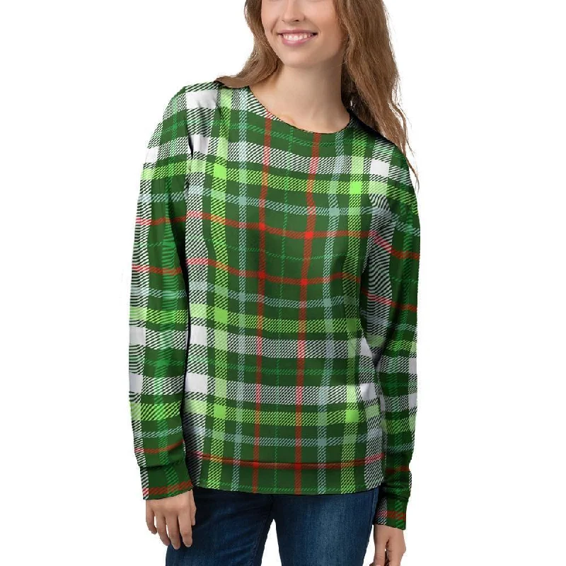 Green Plaid Tartan Women's Sweatshirt Streetwear sweaters