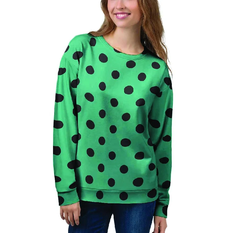 Green Polka Dot Women's Sweatshirt Fall sweaters