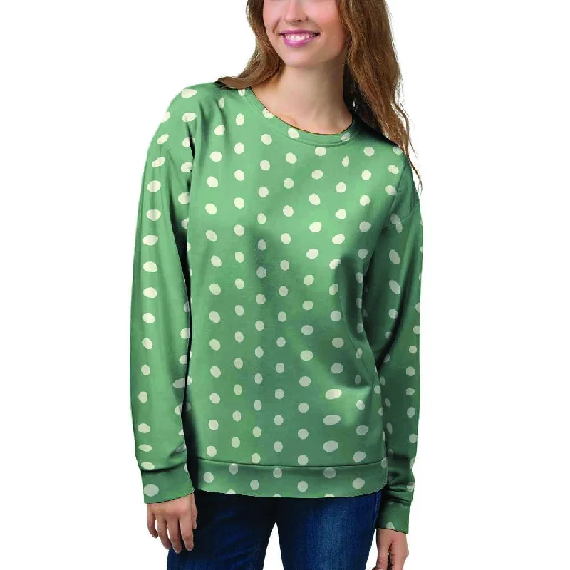 Green Sage Polka Dot Women's Sweatshirt Silk-blend sweaters