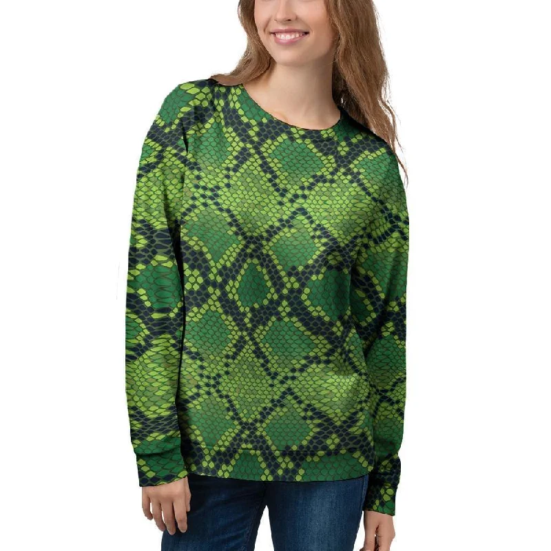 Green Snakeskin print Women's Sweatshirt Fleece sweaters