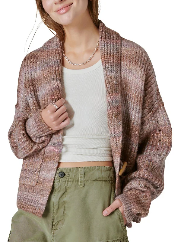 Petites   Womens Striped Casual Wear Cardigan Sweater Wrinkle-resistant sweaters