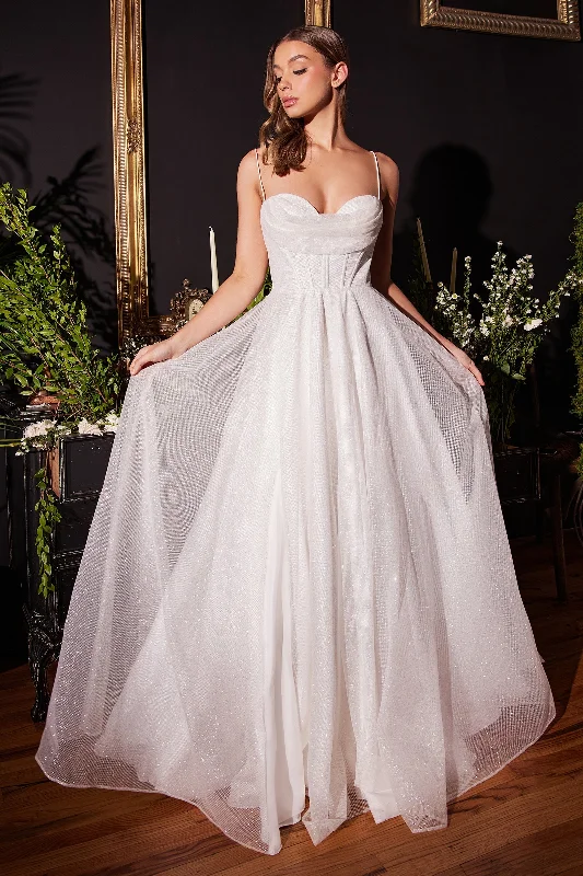 Cinderella Divine's Shimmering Elegance: CD253W for Unforgettable Occasions Off-shoulder Wedding Gown