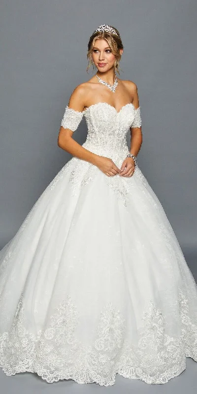 DeKlaire Bridal 462 Long A-Line Wedding Ballgown Floral Lace Wedding