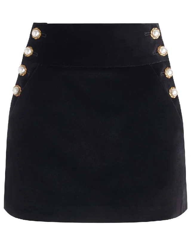 Black Donald High Rise Button Skirt High-end unclassified skirts