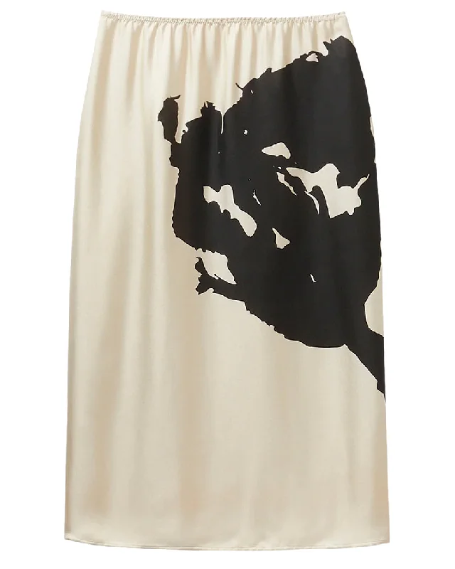 Cream Print Silk Skirt Printed unclassified skirts