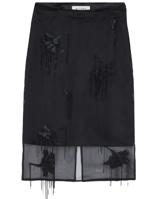 Black Embellished Tulip Organza Skirt Unique unclassified skirts