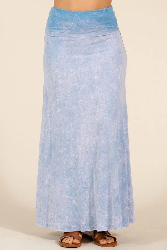 Soft & Stretchy Mineral Wash Skirt - Powder Blue Smocked unclassified skirts