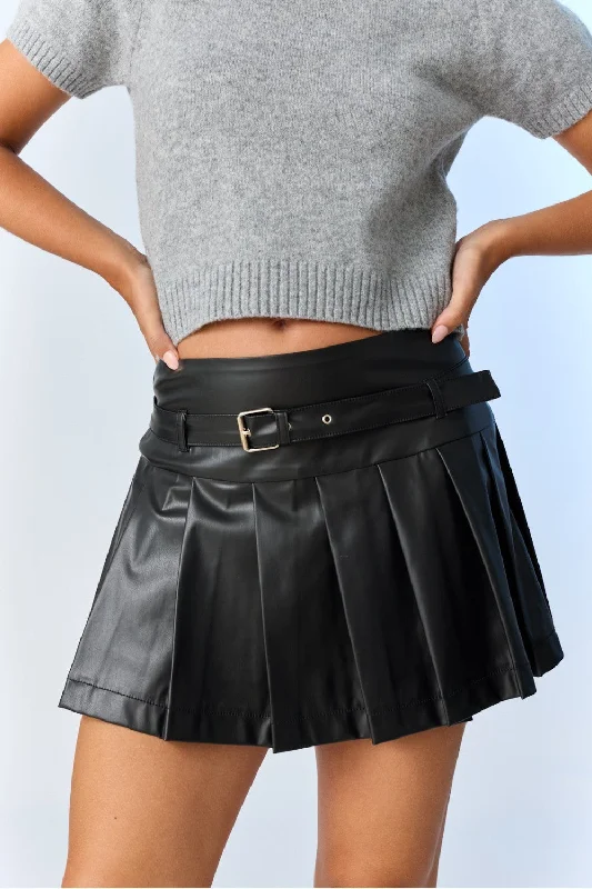 Violet Pleated Faux Leather Skort Everyday wear unclassified skirts