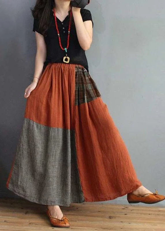 Women Plaid Patchwork Elastic Waist Swing Skirt With Pocket Trendy new unclassified skirts