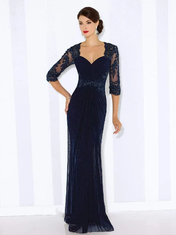 Mon Cheri Illusion Queen Anne Gown in Navy 116672 Club party dresses