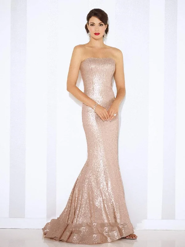 Mon Cheri Sequined Trumpet Gown in Champagne 116674 Birthday party dresses