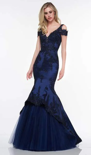 Colors Dress - Bead Embellished V-Neck Trumpet Gown G838 - 1 pc Navy In Size 10 Available Best party dresses for tall women