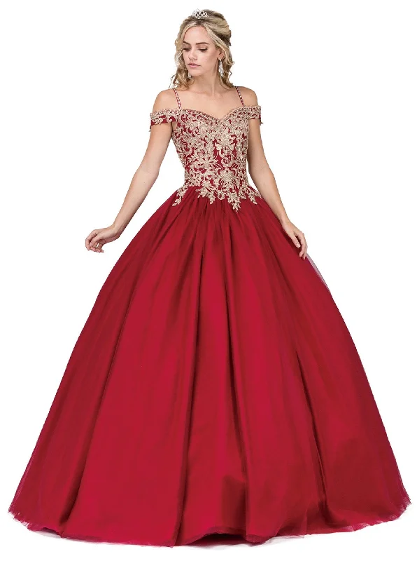 Dancing Queen - Appliqued Off-Shoulder Evening Gown 1291 - 1 pc Burgundy In Size M Available Petite party dresses