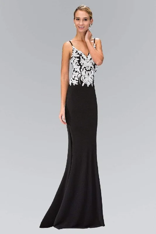 Elizabeth K Sequined Embellishment V-Neck Gown GL1384 Knitted party dresses