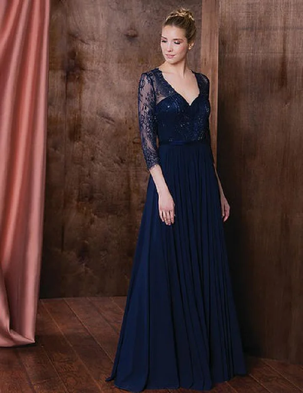 Marsoni by Colors Illusion V-Neck A-Line Evening Dress M194 - 1 pc Navy In Size 18 Available Holiday party dresses