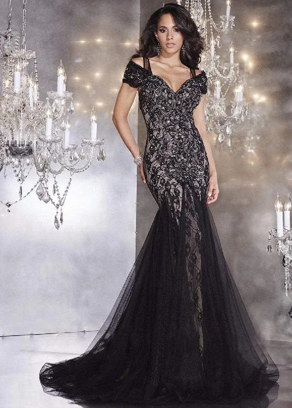 Panoply Embellished Sweetheart Trumpet Gown in Black/Nude 44281 Budget-friendly party dresses