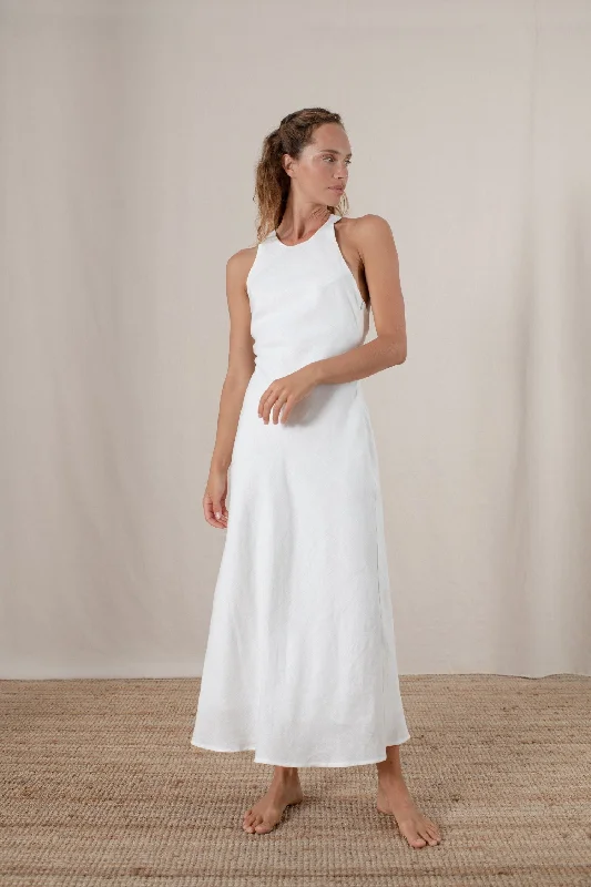 Bellez Linen Maxi Dress White H&M maxi dresses